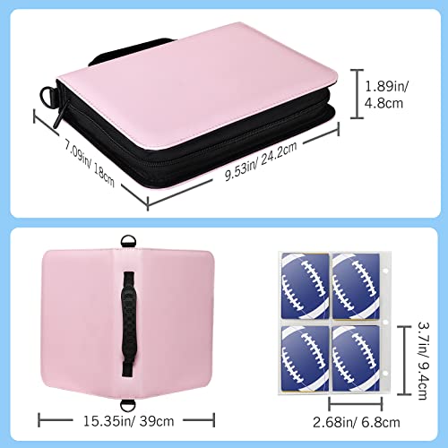 Image of MoKo Card Binder for Cards Binder 4-Pocket, 400 Pockets Trading Cards binder with Sleeves, Trading Card Holder Case with 50 Pcs Pages Fit for Baseball Card & Other Sports Cards, Pink Elf