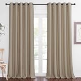 Picture of NICETOWN Patio Blackout Curtain Panels - Extra Wide Sliding Door Thermal Insulated Drape, Privacy Room Divider Curtain for Bedroom Office (Taupe, 66 x 118 Inch Long)