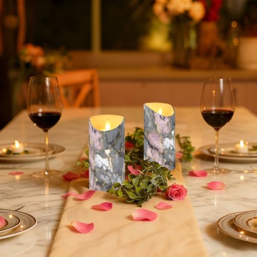 Velas de control remoto LED efecto mármol decorativas con temporizador 6