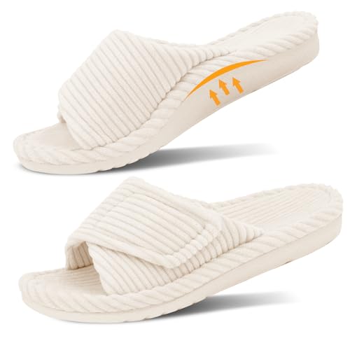 GRITHEIM Women's Orthopedic Arch Support Slippers Fuzzy Adjustable Orthotic Slippers for Plantar...