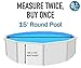 Smartline Bedrock 15-Foot Round Liner | Overlap Style | 48-to-52-Inch Wall Height | 25 Gauge Virgin Vinyl | Designed for Steel Sided Above-Ground Swimming Pools