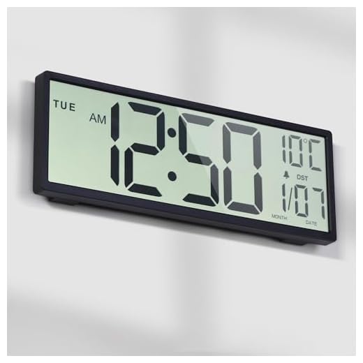 Mee 2 ou Digital Wall Clock Battery Operated, 15 " Digital Clock Large Display with Date and Day of