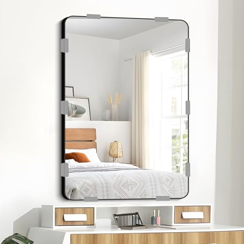 Image of 12 Pcs Metal Mirror Holder Clips, Wide Channel Mirror Hanging Kit, Heavy Duty Mirror Holders for Wall Mounting, Frameless Mirror Mounting Hardware, Mirror Hangers Retainer with Screw 1 /4 inch(Silver)
