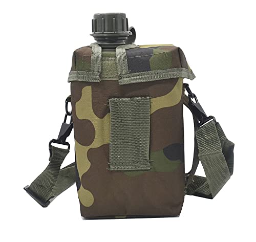 Jadedragon Portable Military Canteen Water Bottle, 2 Quart Water Canteen Reinforced Nylon Insulated Carrier Cover With Shoulder Strap Sling(Green 2 L) #TOP2