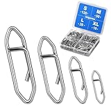 Kiqeres 200 Pcs Fishing Power Speed Clips (S:120, M:50, L:20, XL:10), High Strength Stainless Steel Speed Clip for Fishing Lure Quick Change, Freshwater Saltwater Lure Connector Tackle