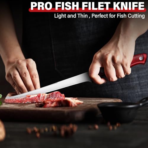 TAN REN Coltello per Sfilettare Pesce, 19.0 CM Coltello da Disosso Professionale in Acciaio Inossidabile, Bordo Disossare Pesce e Carne, Coltelli da Cucina Professionali e Domestica,Ristoranti - immagine 5
