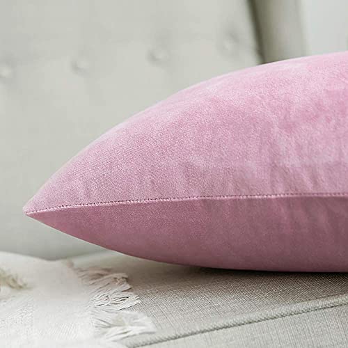 Image of Khooti Velvet 200 TC Cushion Cover Pack Of 1-16 inchX20 inch /41X51 Cm-Baby Pink-Soft Pillow Covers Cushion Case For Sofa Bedroom Living room Chair Car