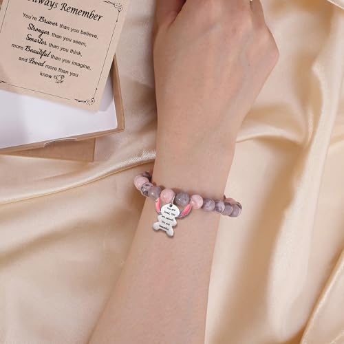 Image of Pink Natural Stone Stitch-Shape Bracelets for Daughter Granddaughter Niece Sister Women Love Gifts Bracelet Jewelry