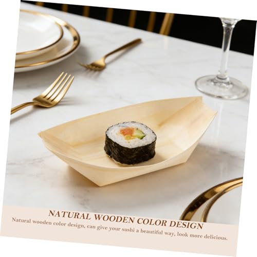 Plato de sushi desechable de madera sintética de 6 pulgadas miniatura 3