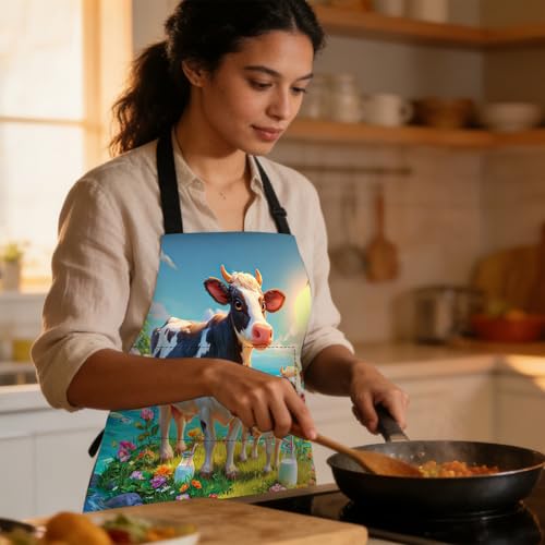 Image of Nuxovilar Decorative Kitchen Apron, 26.77x30.70 Inch Polyester Cooking Wearable Cover