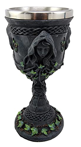 Ebros Gift Sacred Triple Goddess Wine Goblet Chalice With Stainless Steel Liner 10Oz Resin Wiccan Cup Mother Maiden Crone Holy Trinity Feminine Moon Goddess Wicca Decor #TOP4
