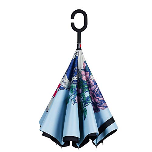 image for Owen Kyne Windproof Double Layer Folding Inverted Umbrella, Self Stand
