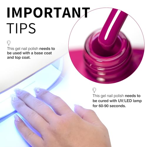 Image of CANNI 9ml Dark Hot Pink Gel Nail Polish, High Gloss UV LED Soak Off Gel