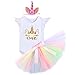 Produktbild Baby Mädchen Einhorn Geburtstag Kostüm Kleinkinder 1. Geburtstag Outfit Neugeborenen Prinzessin Strampler Body Regenbogen Tütü Rock Einhorn Stirnband 3tlg Bekleidungssets für Fotografie 6-12M