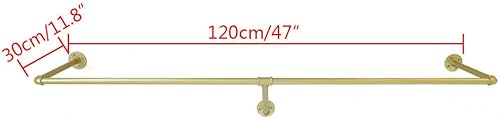 Miniatura 5 de Percheros de ropa dorados de 47 pulgadas para exhibición de boutique, sistema de estantes colgantes, soporte de metal para ropa, estante de vestido