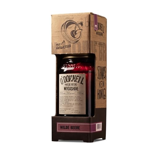 ODonnell Moonshine Beerenlikör Wilde Beere 700ml + Ausgießer Fruchtiger Likör mit Himbeere Brombeere & Traube 25% Premium Spirituose ohne künstliche Aromen Made in Berlin