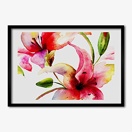 Peinture 70x50 cm Tulup cadre MDF affiche fleurs lis tableau moderne mur de maison