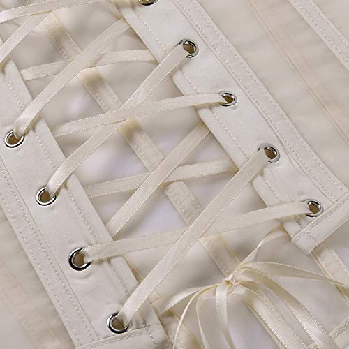 Women's Sheer Corset Top Lace Up Bustier Strapless Boned Cincher Underbust Waist Trainer Shapewear (Solid White,Small) #TOP4
