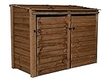 Arbor Garden Solutions Wheelie bin storage pressure treated garden recycling store lid shed outdoor trash cover (Double, Without recycling shelf, Brown)