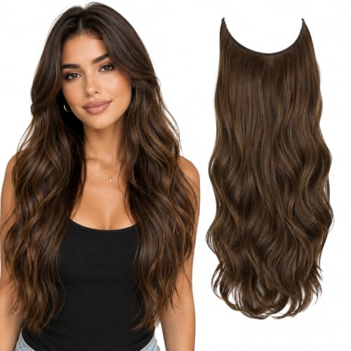 Image of Women Hair Extension Long Curly Brown 18 To 20 Inches Hairpiece With 5 BB Clip /Hair Extension for Women Party /Halloween /Christmas
