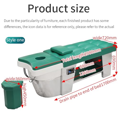 Image of Fumigation Shampoo Bed, Thai Premium Salon Shampoo Bed with Comfortable Headrest and Water Circulation Massage Table, Beige