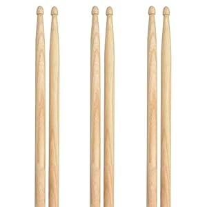 Windspeed 3 Pairs Drum Sticks, 5A Classic Maple Wood Tip Drumsticks for Students and Adult (32cm)