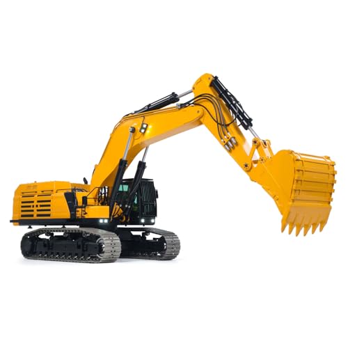 Image of 55KG Metal 1 /14 RC Hydraulic Excavator 395F Remote Control Digger Dual Pump RTR Heavy Machine ST8 Radio Battery 6CH Valve Hobby Grade Model for Adult(Yello and Black)