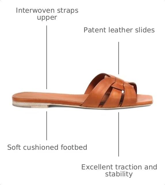 Image of THESHY Women's Flat Sandals Square Toe Patent Leather Comfortable Slip on Slippers Casual Summer Dressy Beach Slide Sandals for Women