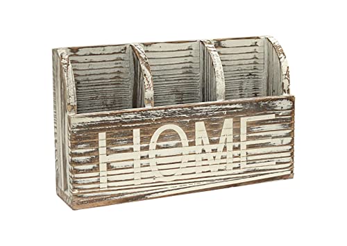Cregugua Rustic Wood Remote Control Holder Vintage Wooden Media Storage Wall-mounted Organizer Box (2.2x9x5.5 Inches)