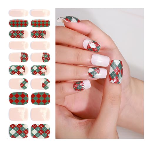 Semi Cured Gel Nail Strips Green 20 PCS Gel Nail Stickers Required UV Nail Lamps Light Gel Nail Wraps Salon-Quality Long Lasting Easy to Use for Home Nails DIY