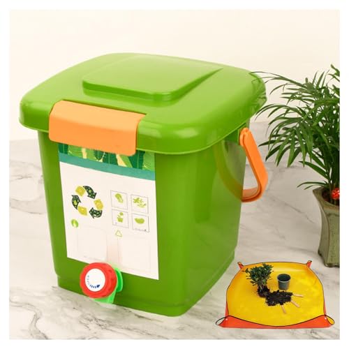 Kitchen Compost Bin Countertop With Faucet Easy to Clean Sealing Cover Compost Liquid Collection 8L Capacity Stylish Composter for Kitchen Counter 1 Set