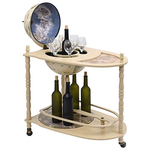 Minibar globo terráqueo y mueble bar de pie en madera de eucalipto verde 3