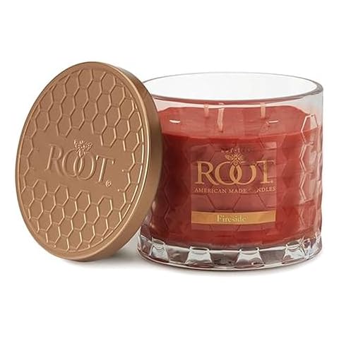 Root Candles Fall Scented Candles Honeycomb Glass Premium 3-Wick Handcrafted Beeswax Blend Candle, 12-Ounce, Fireside Cover