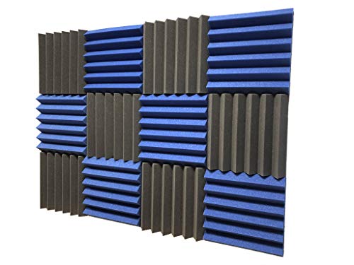 12 unidades de paneles acústicos tipo cuña azul y negro de 2" para insonorización de estudios miniatura 1