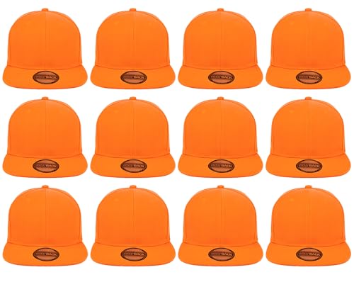 Image of Gelante Plain Blank Flat Brim Adjustable Snapback Baseball Caps Wholesale LOT 12 Pack