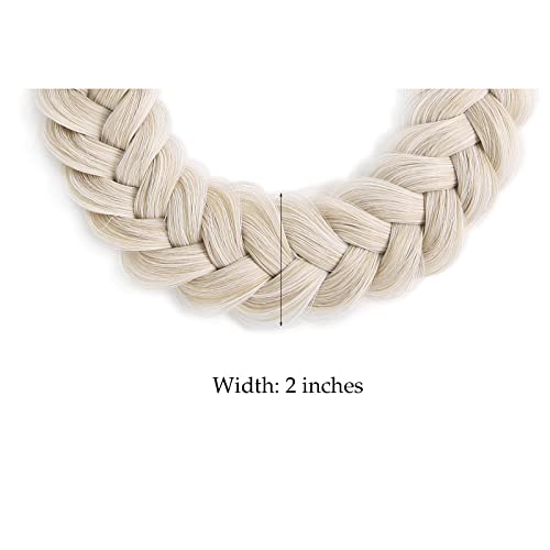 TOECWEGR Extensions Headband Hair Band Braided Classic Chunky Wide Plaited Wedding Fluffy Braids Wig Women Girl Beauty Accessory (Creamy) - Image 2