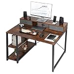 TOPSKY 47x 315 Computer Desk with Drawers Monitor Stand Storage Shelf 3 Port Charging Station Rustic Brown