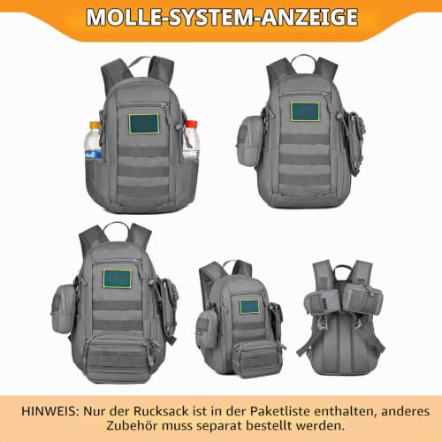 HUNTVP 12L Mini Rucksack Taktisch Wanderrucksack Molle Schultasche Daypack Militärisch Schulrucksack Studenttasche Unitasche Sporttasche… – Ansicht 4