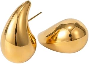 Chunky Water Teardrop Earrings for Women | Bold Stylish Statement Drop Earrings | Elegant Earrings for Parties Weddings and Everyday Fashion