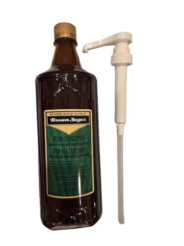 Brown Sugar Syrup 1 Liter Bottle Bundle - Authentic BrownSugar Syrup, Premium Taste - Perfect for Starbucks Coffee, Lattes, and Desserts with KK&A Collection White Pump