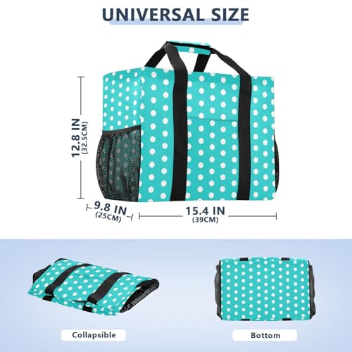 Polka Dots White Blue Large Beach Bag Waterproof Beach Tote Bags for Women Travel Gym Pool3