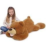 Muiteiur Giant Teddy Bear Stuffed Animal,Cute Lying 37.4 inch Teddy Bear Hugging Pillow, Soft Stuffed Animal for Kids Children Boys Girls,Great Gift for Baby Shower Party Decorations(Brown)