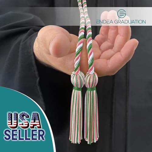 Image of Endea Graduation Double Honor Cord Three-Color (Kelly Green /Pink /White)