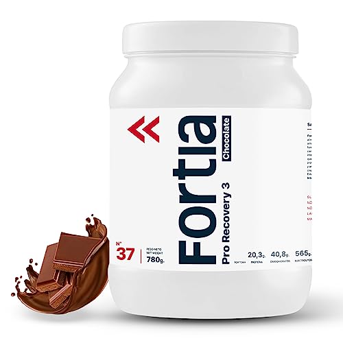 FORTIA Recuperador Muscular con Electrolitos y Proteína Isolada | Recovery Drink con Aminoácidos Esenciales y Sales Minerales para Deporte | Suplemento Deportivo Post Entrenamiento 780 g Chocolate