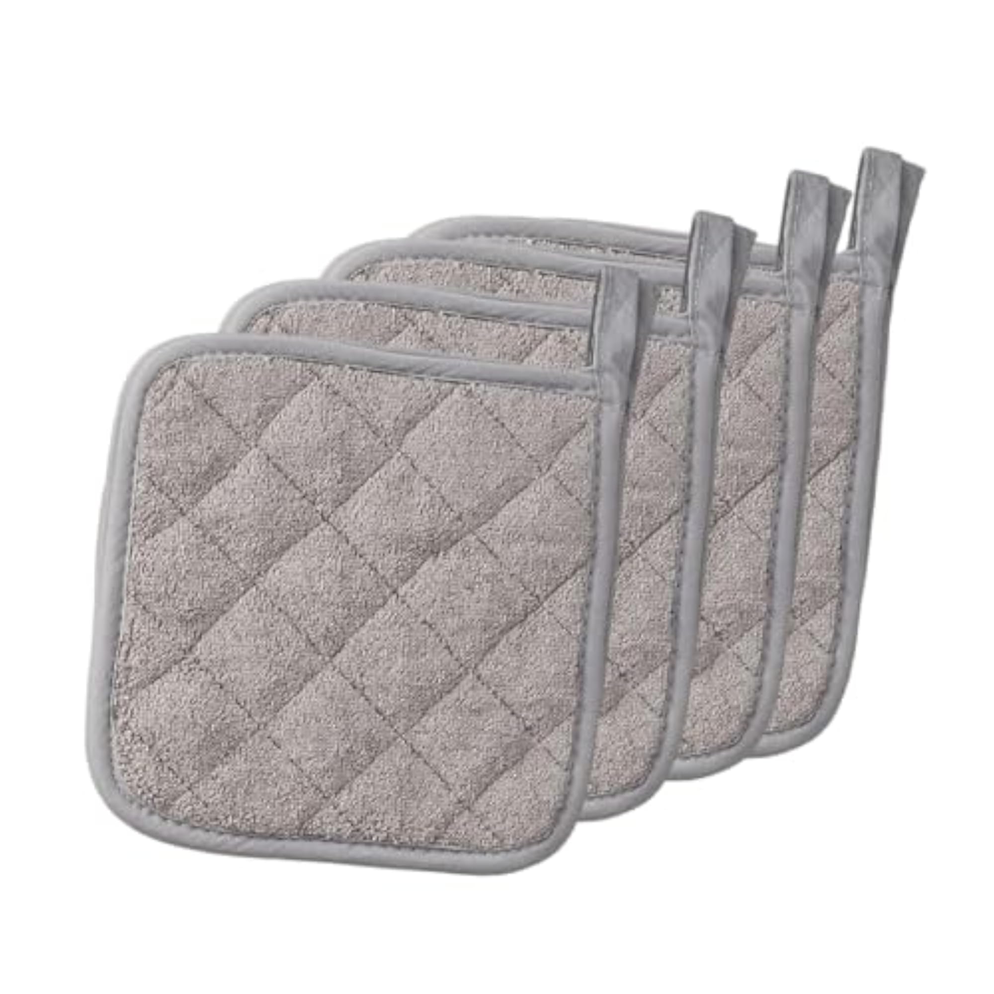 4 Pieces Kitchen Pot Holders Machine Washable Gray