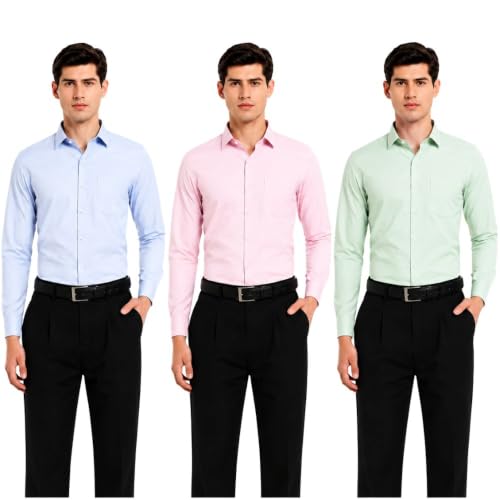 Image of Men's Solid Formal Shirt | Premium Cotton Rich Full Sleeves Shirt | Comfort Fit Office Wear Shirt with Single Chest Pocket | Stylish Casual & Formal Shirt for Men