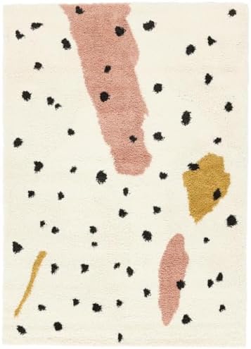 RugVista Spotty Kinderteppich, 100 x 160 cm, Off Weiß | Moderne, Rechteckig, Niedriger Stapel, Nur chemische Reinigung, Oeko-Tex 100, Ohne gefährliche Chemikalien, Kinderzimmer