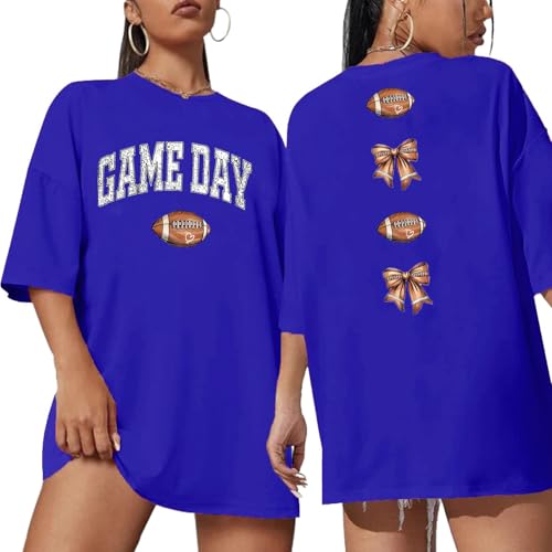 Image of Game Day Shirt Women Football Mom T-Shirt Bow Tshirt