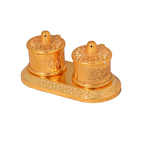 Image of JAIPUR ACE Golden Metal Kumkum Holder /Kumkum Box for Gifting, Pooja, Thali, Mandir, Home, Temple, Gifting (Royal Kumkum Box)