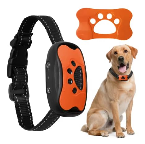 Generic Collar de entrenamiento antiladridos para perros, recargable por USB, ultrasónico y control de vibración (naranja)